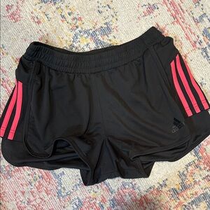 Adidas Women's Black Shorts with Pink Stripes